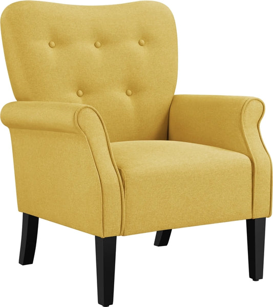 Yaheetech Lounge-Sessel mit Holzbeinen – 74 x 72 x 94 cm – Gelb
