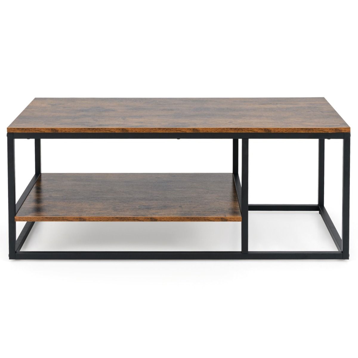 Coast Couchtisch – rechteckig – 2-stöckiger Stauraum – rustikales Braun und Schwarz – 105 x 50 x 42,5 cm