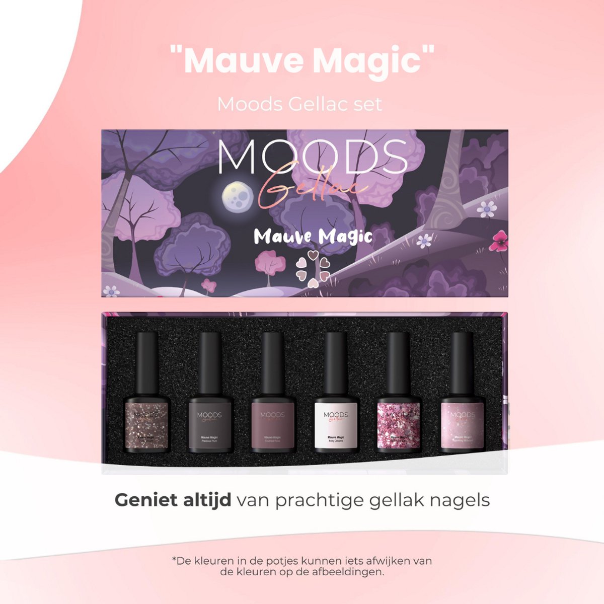 Moods Gellac 6-teiliges Set - Gel-Nagellack Starter Pack - Gel-Nagellack 8ML - Mauve Magic - Schicke neutrale Farben - 6 x 8ML