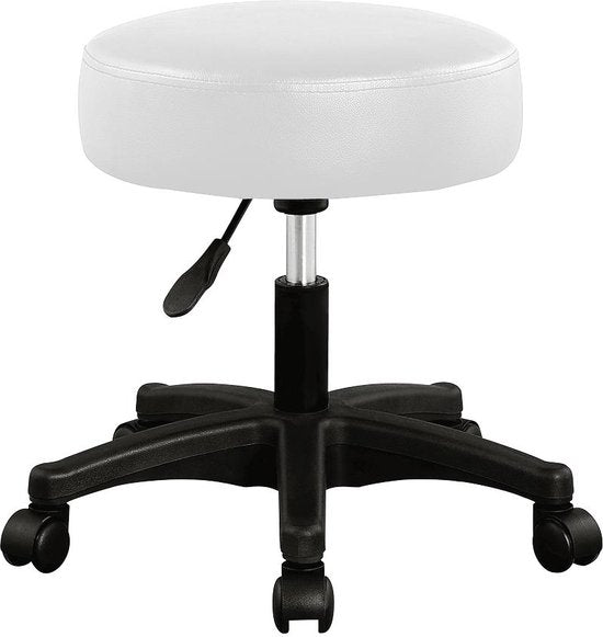 Rollhocker - Höhenverstellbar 360°C drehbar - 51-65cm Sitzhöhe Weiß