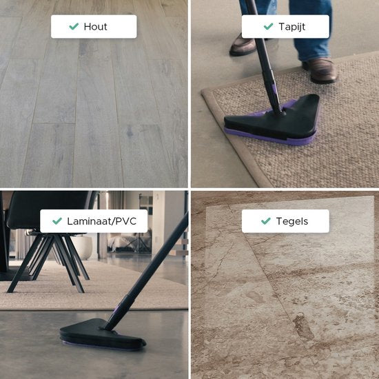 Motionflow 16-in-1 Dampfreiniger - Fleckenreiniger - Handdampfer zur Tiefenreinigung von Boden, Sofa, Bad und Teppich - Dampfmop - Teppichreiniger - Dampfreiniger Schwarz