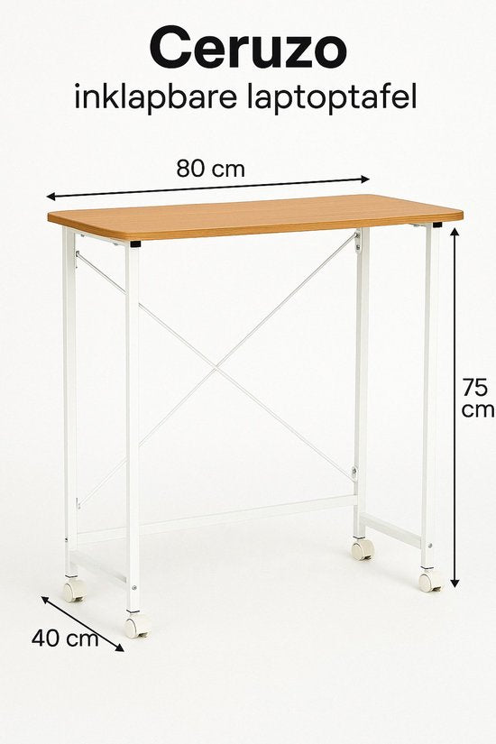 Ceruzo Wandtisch - Klapptisch - 80x40x75 cm - klappbare Tischplatte - Laptop-Tisch - Weiß