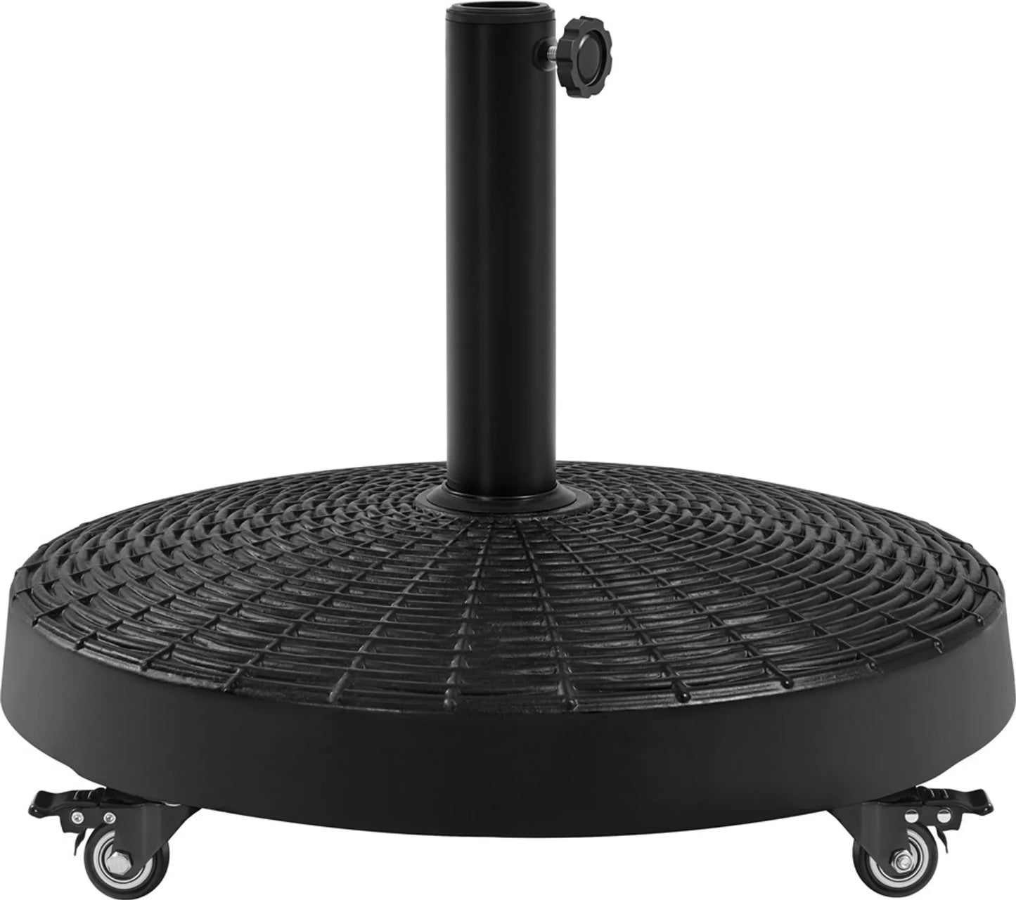 Yaheetech Sonnenschirmfuß auf Rädern 24 kg - Mit 4 Rollen mit Bremse und zwei Adaptern für Ø 38 mm und Ø 48 mm - Für Terrasse und Garten - Schwarzes Harz und Metall - 52 x 52 x 42 cm