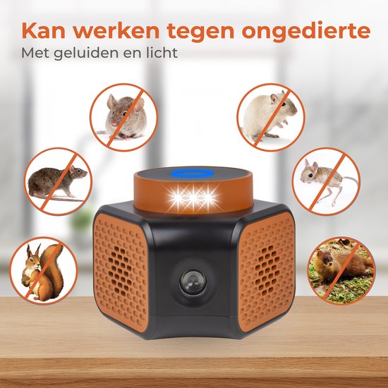 Nuvance Mäusevergrämer – Ultraschall-Vergrämer – Ratten- und Schädlingsvergrämer – 360 Grad & 4 Modi – Mäusebekämpfung – Orange