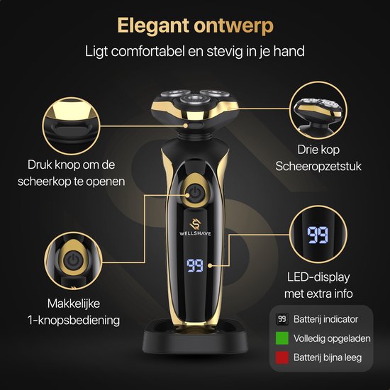 Wellshave 4 in 1 Shaver Elite - Rasierer für Männer - mit Trimmer und Nasentrimmer - Elektrorasierer - Rasur - Bartschneider