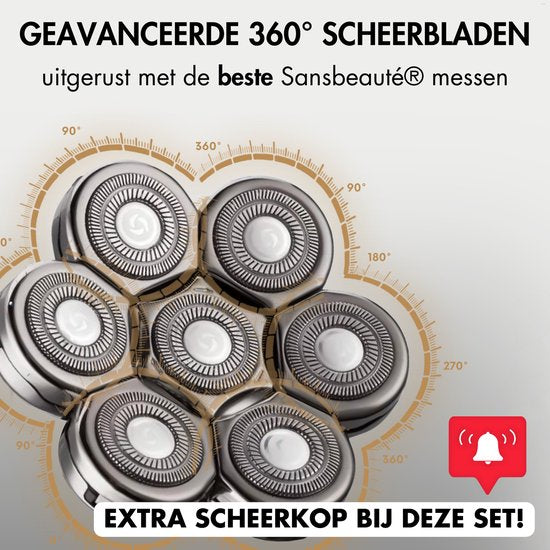 Rasierer Männer - Trimmer - Clipper - Sansbeauté® Skull Sharp PRO - Elektrischer Gesichts- und Kopfrasierer - Nass- und Trockenrasur - Kabelloses Aufladen - Elektrisch