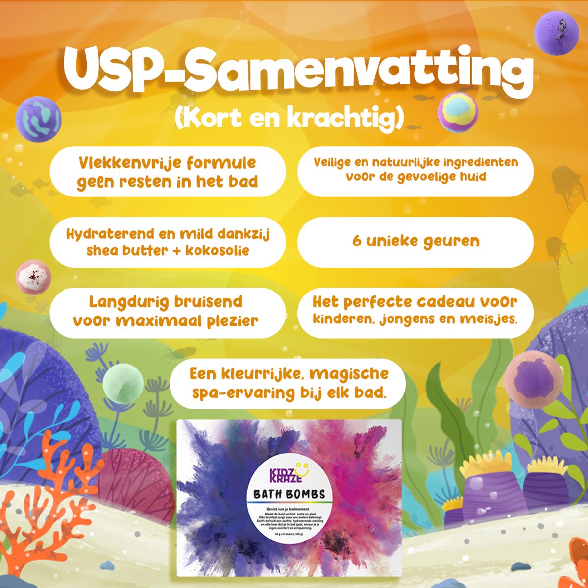 Kidzkraze Sprudelkugeln, 6 Stück – Badebomben für Kinder