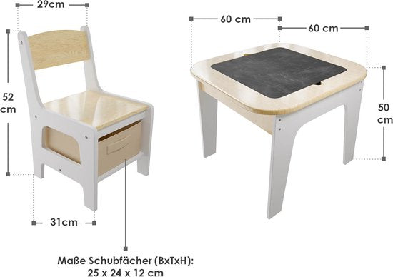 Kindersitzgruppe Milou - Mit 2 Stühlen und 1 Tisch - Natur