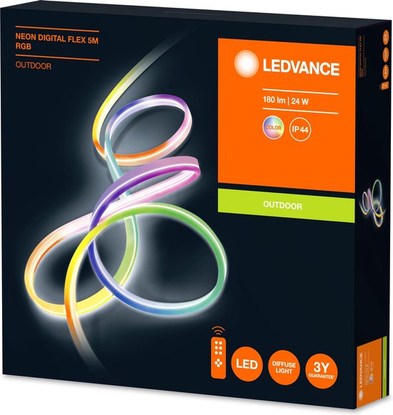 LEDVANCE Wand- und Deckenleuchte: für alle Oberflächen, NEON DIGITAL FLEX / 23 W, 22-...24- V, Abstrahlwinkel: 16-, RGB, Gehäusematerial: Silikon, IP44