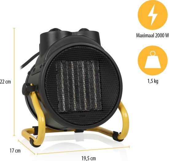 Tristar KA-5060 Industrieheizgerät – 1000 W – 2000 W – 3 Stufen – Einstellbarer Thermostat – Überhitzungsschutz – Schwarz