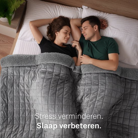 CozySense® Gewichtsdecke 10 kg - 2-Personen - Gewichtsdecke - Gewichtsdecke - GLASS-Flow® Druckverteilung - Gewichtsdecke - Flanell-Samt & Sherpa - Grau
