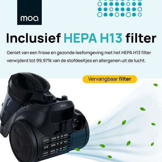 MOA Leistungsstarker Staubsauger ohne Beutel - 23 kPa - Schwarz - 900W - VC85B