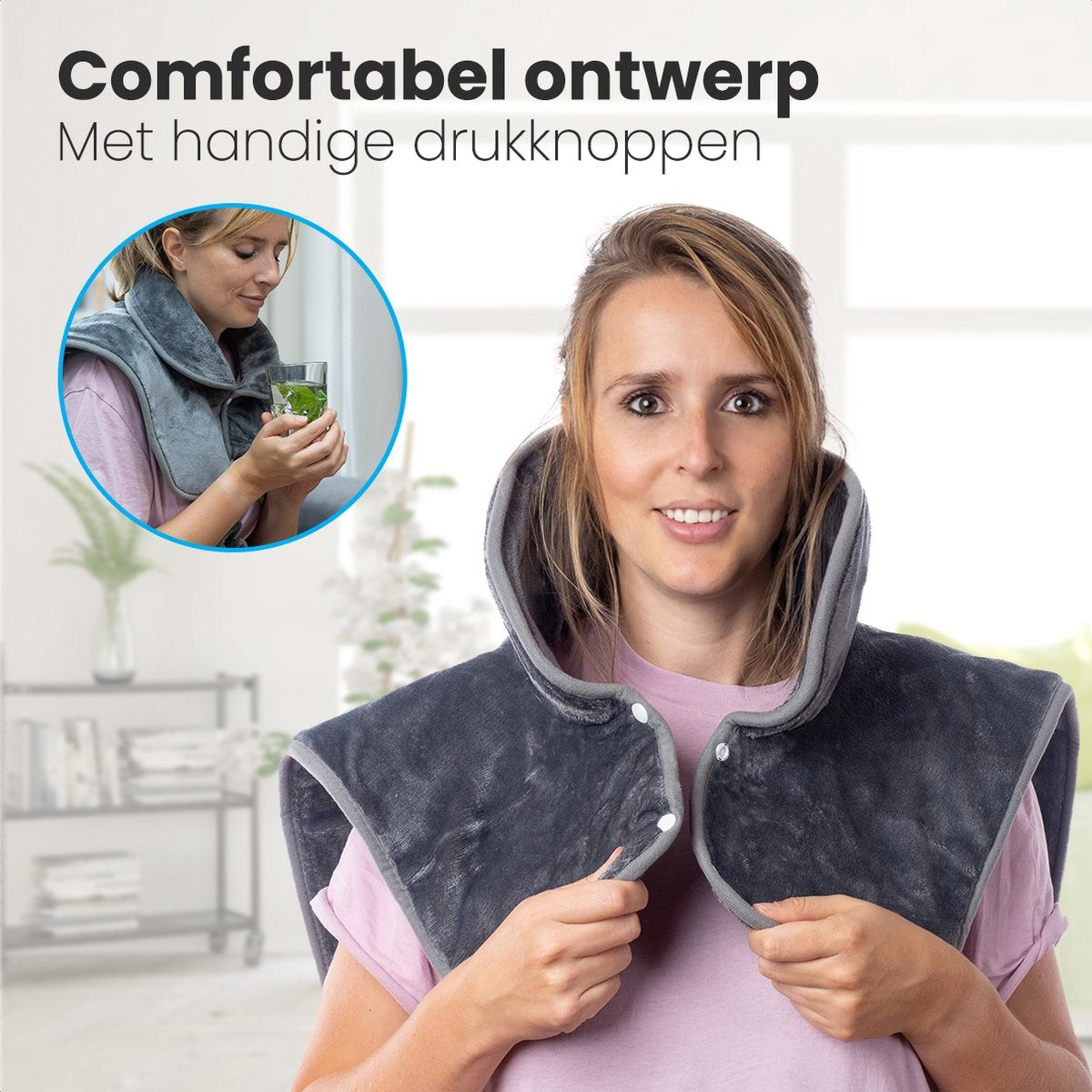 Auronic - Heizkissen - 3 Wärmestufen - Überhitzungsschutz - Waschbar - Grau