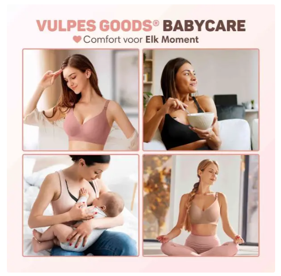 Vulpes Goods® - Still-BH ohne Bügel - Größe Large - mit Einhandverschluss und verstellbaren Trägern und OEKO-TEX® Zertifizierung - zum Stillen und für die Schwangerschaft - cremefarbenes Baumwollgemisch