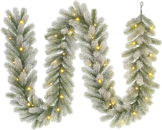 Black Box Trees Nigata Girlande mit warmweißen LED-Lichtern - L270 cm - Grün gefrostet