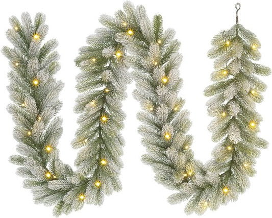 Black Box Trees Nigata Girlande mit warmweißen LED-Lichtern - L270 cm - Grün gefrostet