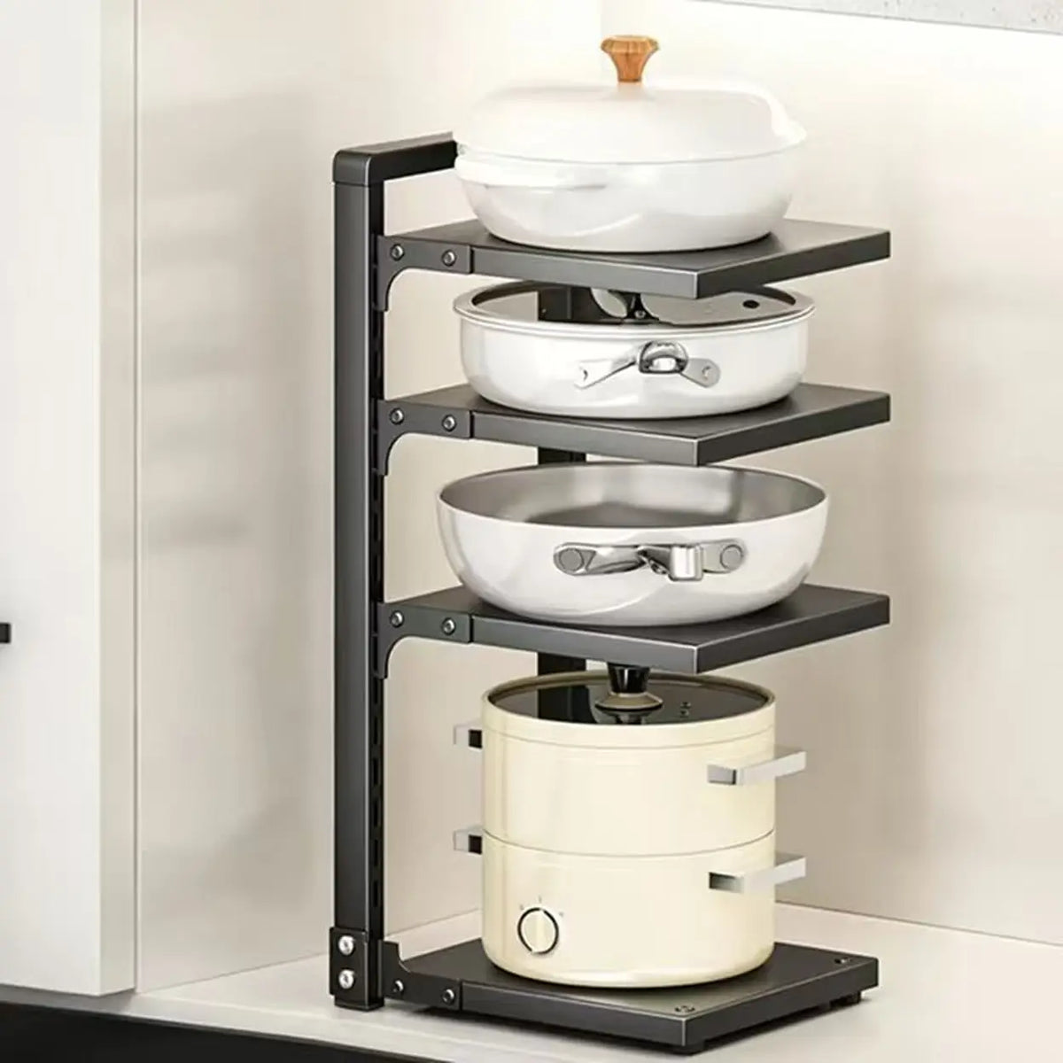 Maxcook 4-stufiges, verstellbares Küchenutensilien-Regal – Schwarz