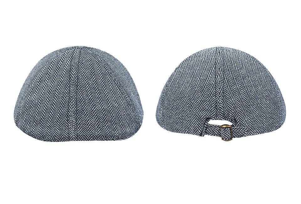 Milanoro Flat Cap in Navy - Zeitloses Fischgrätenmuster - Warm, atmungsaktiv und stilvoll für den Winter