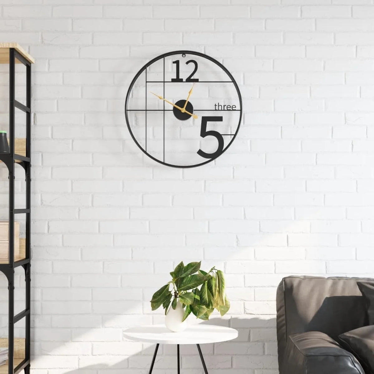VidaXL Wanduhr Ø 50 cm – Geräuschloses Uhrwerk ohne Ticken – Rustikales Zifferblatt mit Maserung – Schwarz, Eisen