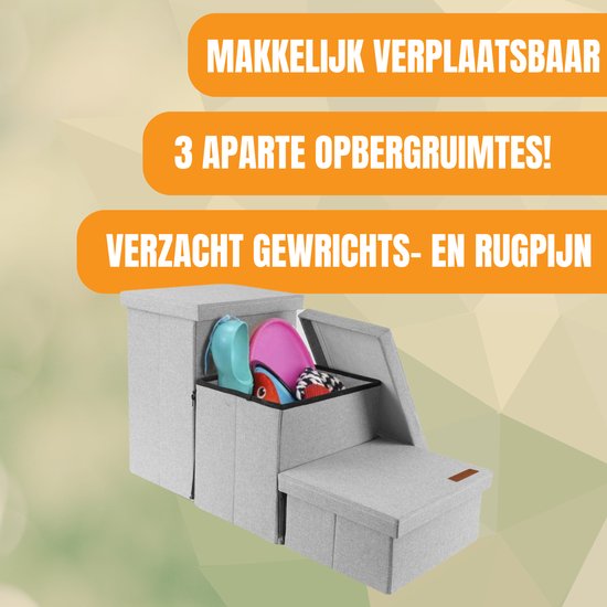 By Cee Cee Hundetreppe - Solid Model - Mit Lagerung - Für Sofa oder Bett - Bis zu 60 kg - Universal - Hellgrau