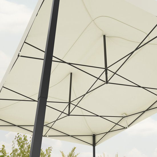 LifeGoods Partyzelt – Pavillon – 3 x 4,5 m – Seitenwände – Easy-Up – Zusammenklappbar – Wasserdicht – Transporttasche mit Rollen – Beige