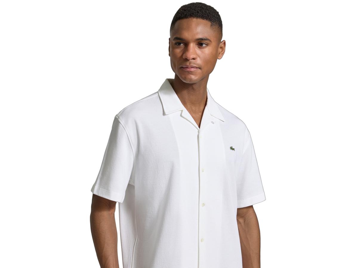 Lacoste-Hemd – Petit-Piqué aus Bio-Baumwolle – Größe 43 – Weiß