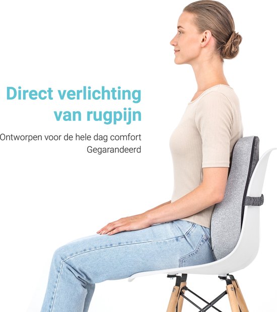 CozySense® Rückenstütze - Verstellbares Kissen für den unteren Rücken - Lendenkissen für Auto, Bürostuhl, Bett & Sofa - Ergonomisch - Mit Coolgel - Waschbarer Bezug