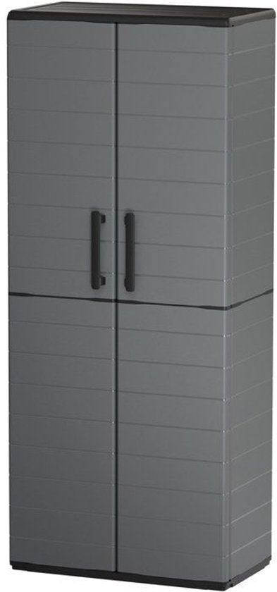 Hochschrank – TOOD – 2 Türen + 3 Polypropylen-Einlegeböden – 68 x 37 x H 163 cm – Grau
