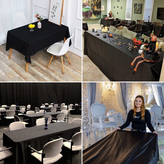 Partizzle 2x Plastik Einweg-Tischdecke - Geburtstag Dekorationen - Halloween Party Dekorationen - Weihnachten Hochzeit Hochzeit - Schwarz - 274 x 137 cm