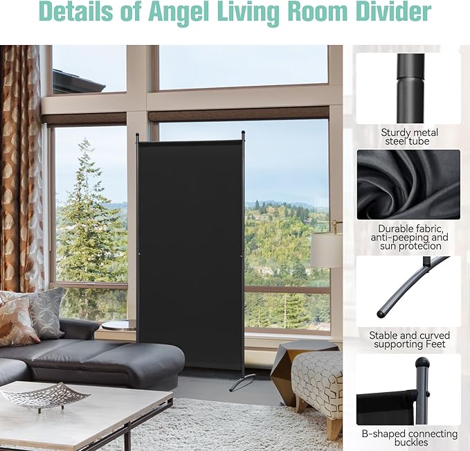 Angel Living Room Screens - 1-teilig - Raumteiler - faltbar - Schwarz - 80 x 180cm