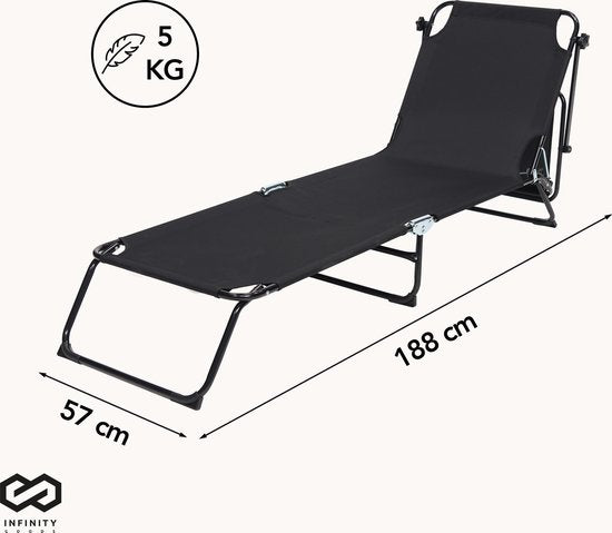 Infinity Goods Liege mit Sonnenschirm - klappbar - Sonnenbank - Liege - verstellbar - verstellbar - Garten - wetterfest - Schwarz