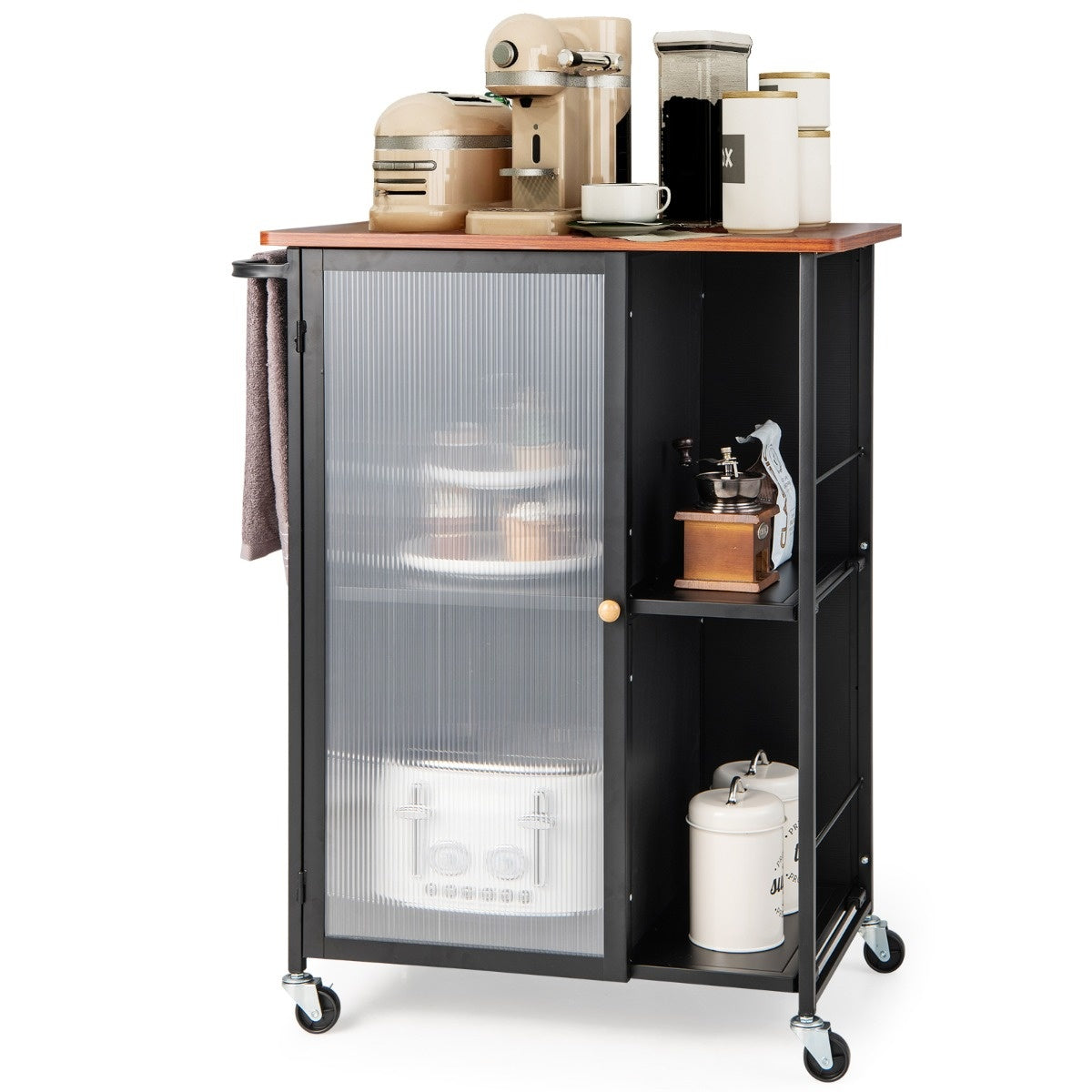 Coast Mobile Serving Car Metal Kitchen Trolley Trolley 70 x 43 x 89 cm zwart + Brown