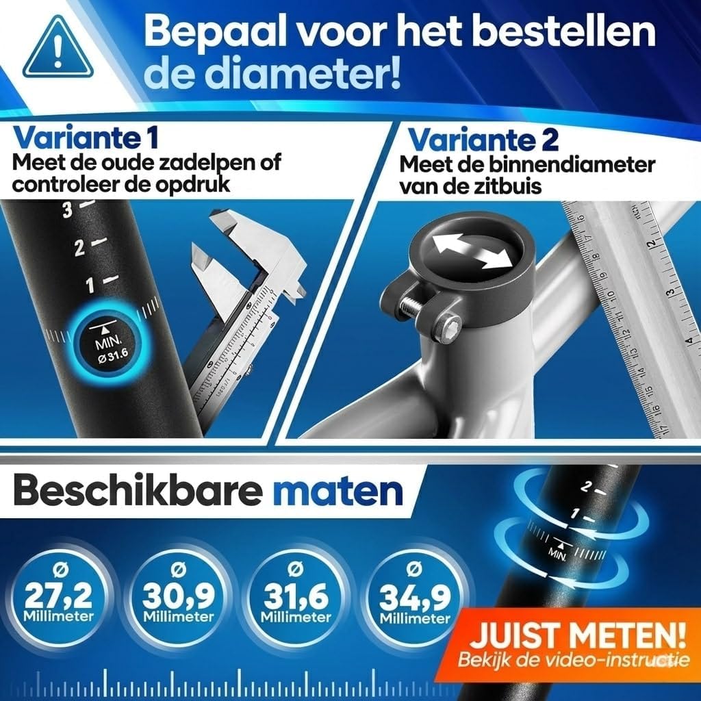Nextcover Federnde Sattelstütze – Comfort-Spring – Einstellbare Federspannung – Für E-Bikes und Fahrräder