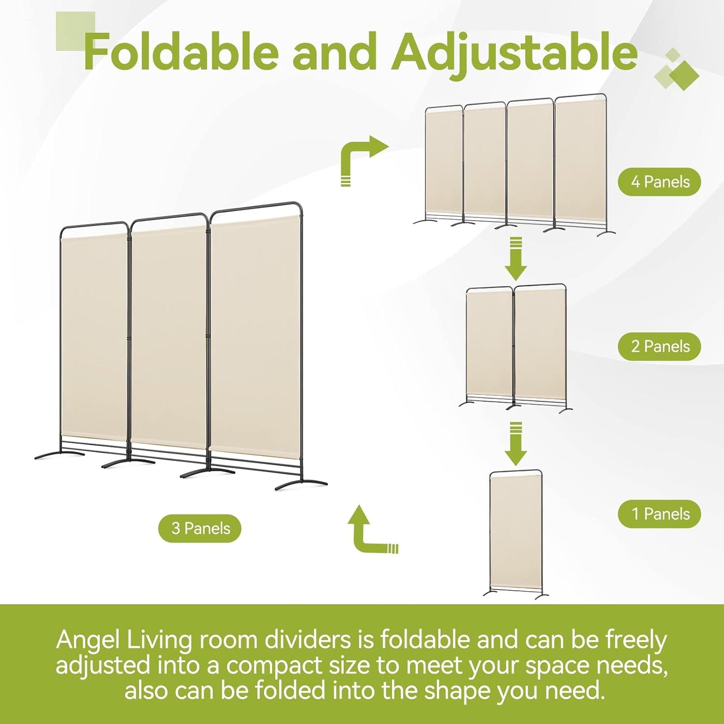 Angel Living Faltwand - 3 Paneele - 243 x 180 cm - Beige