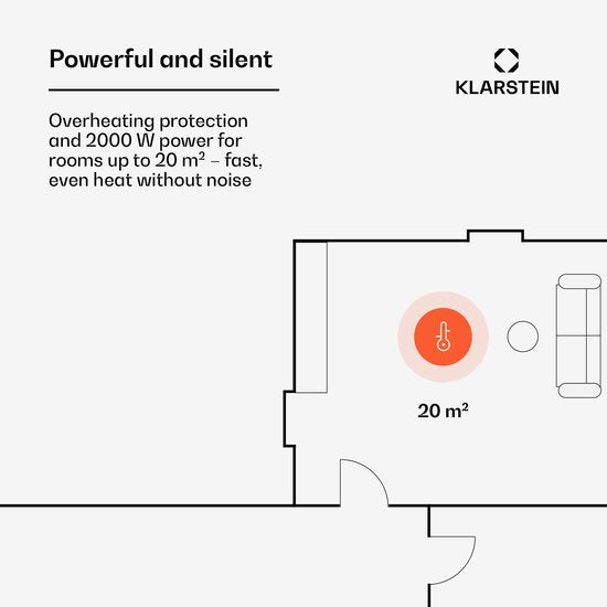 Klarstein energieeffiziente Elektroheizung für zu Hause, 2000 W, intelligenter, freistehender, energieeffizienter Konvektor mit Thermostat, schlankes, tragbares Design, leise Heizung, Speicherheizung und wandmontierte Flächenheizung