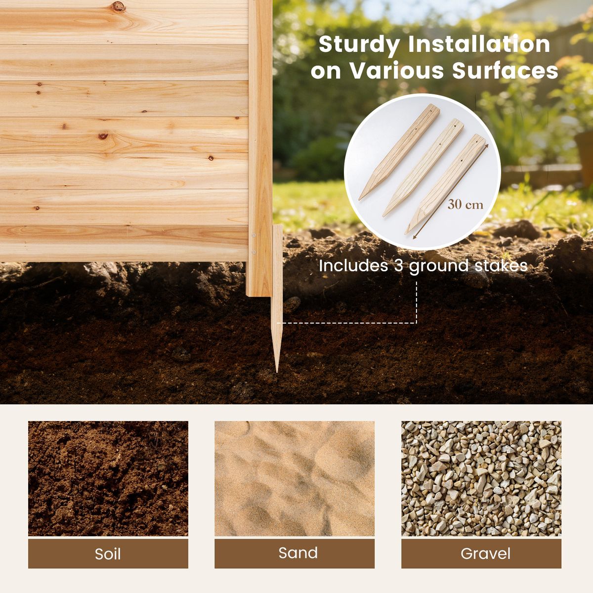 Coast Gartenzaun Sichtschutz – 3-teilig – Kiefernholz – Natur – 119 x 119 x 115,5 cm