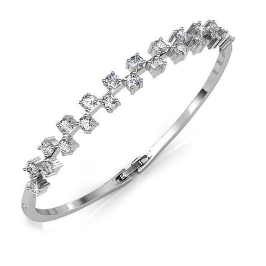 Yolora Elegance Damenarmband - Kalpa Camaka Kristalle - Silber - 18K Weißgold vergoldet - Damenarmreif Silber - Schmuck - Yolora Damenarmband - Kalpa Camaka Kristalle - Silber - 18K Weißgold vergoldet - Damenarmreif