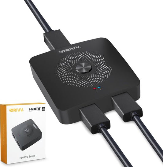 Drivv. HDMI-Umschalter - 2-in-1 out / 1-in-2 out - Bidirektional - Unterstützt 720p/1080p/4K/3D - Schwarz