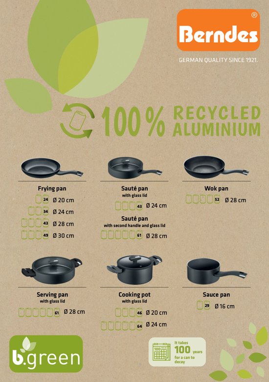 Berndes - B.Green - Sauciere - mit Griff - 16 cm - Recyceltes Aluminium - Silber
