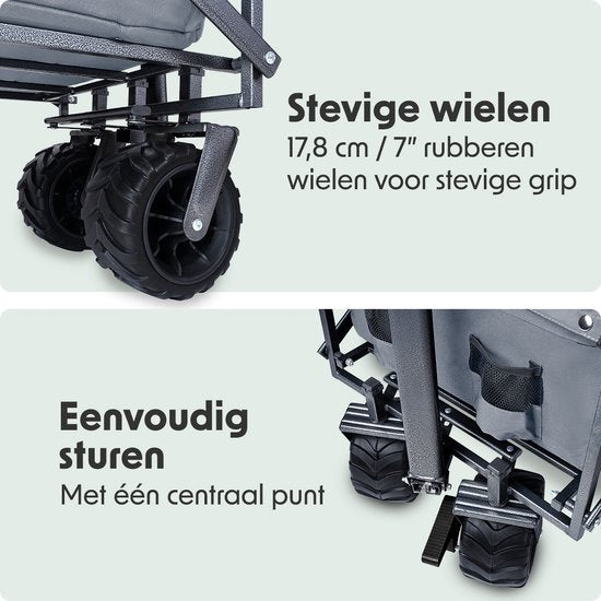 LifeGoods Wagon - faltbar - 80KG Tragfähigkeit - 94L - waschbares Polyester - Grau