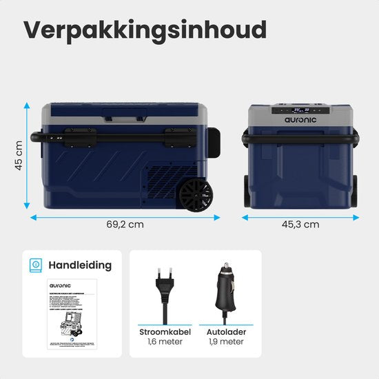 Auronic Compressor Coolbox Electric 12V und 230V - Gefrieren und Kühlen - Kühlbox - 40L - Frigobox - Blau