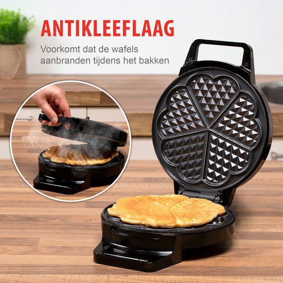 alpina Waffeleisen Herzform - Waffelmaschine - 1000W - Schwarz
