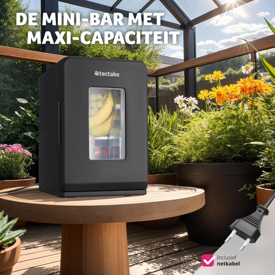 tectake Mini Car Cooler - Tragbare Minibar 14L - 2-in-1 Funktion: Kühlen und Heizen - Ideale elektrische Kühlbox für Getränke, Medikamente oder Make-up - Für zu Hause oder unterwegs - ECO-Modus