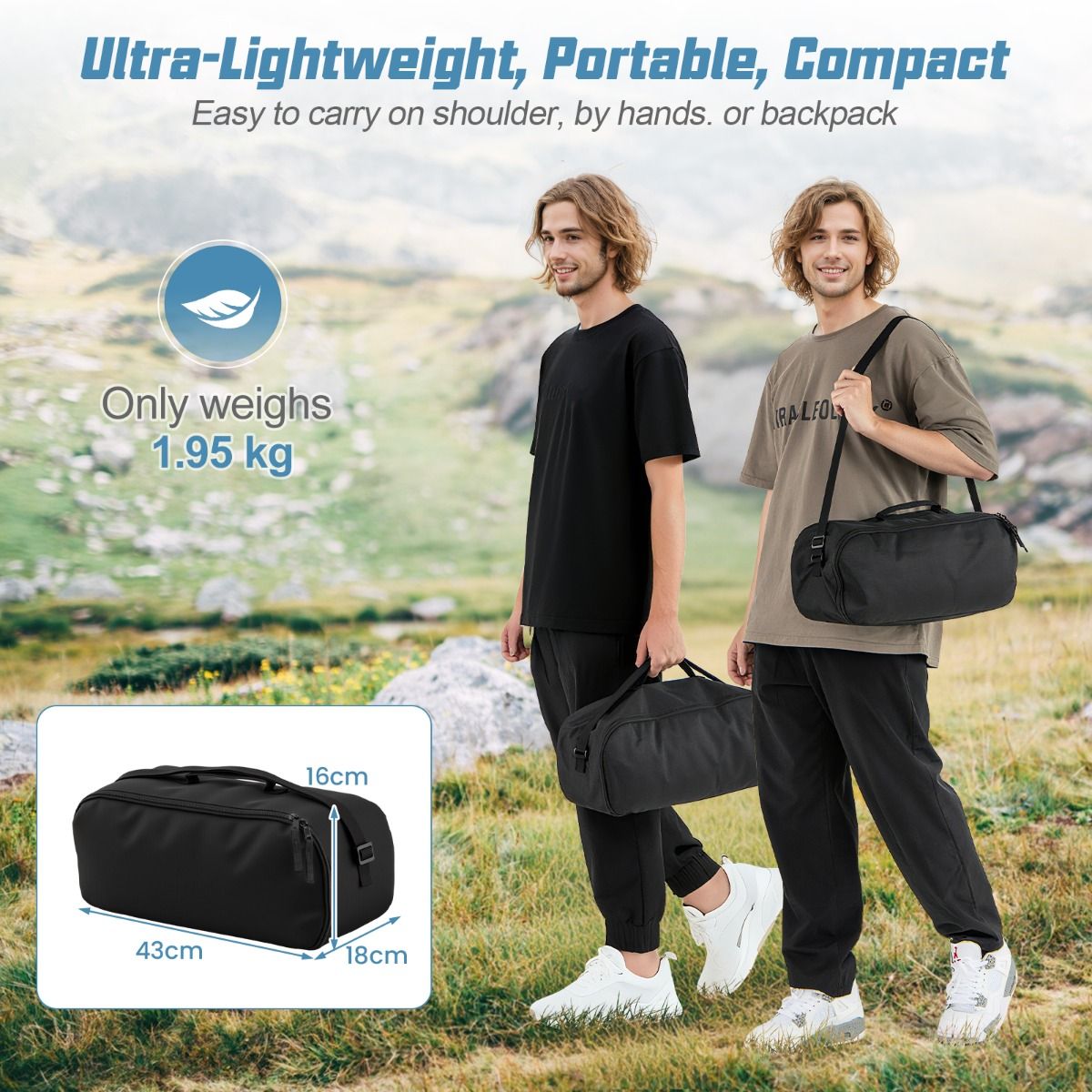 Coast Campingbett – ultraleichtes Feldbett – zusammenklappbar mit Seitentasche – schwarz