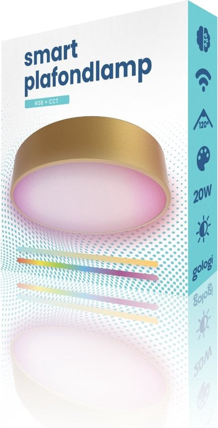 Gologi Smart Ceiling Lamp - Deckenleuchten - LED RGB - Deckenleuchte - Industrial - Schlafzimmer & Wohnzimmer - Ã˜ 30cm - Gold
