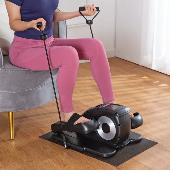 Saaf Motionfit Chair Bike - 12 Stufen - mit Widerstandsbändern - Office Bike Exercise Trainer - für Erwachsene - Schwarz