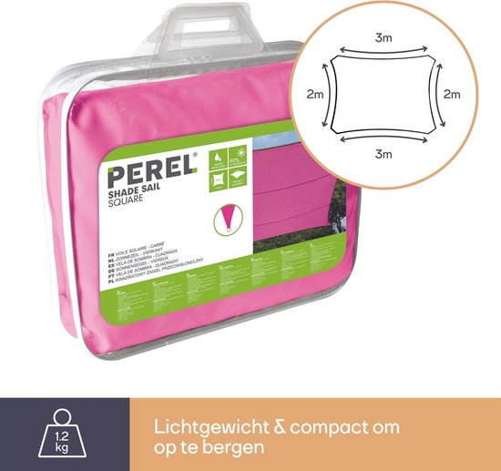 Perel Schattentuch, wasserabweisend, 2 x 3 m, 160 g/m², Polyester, rechteckig, fuchsia