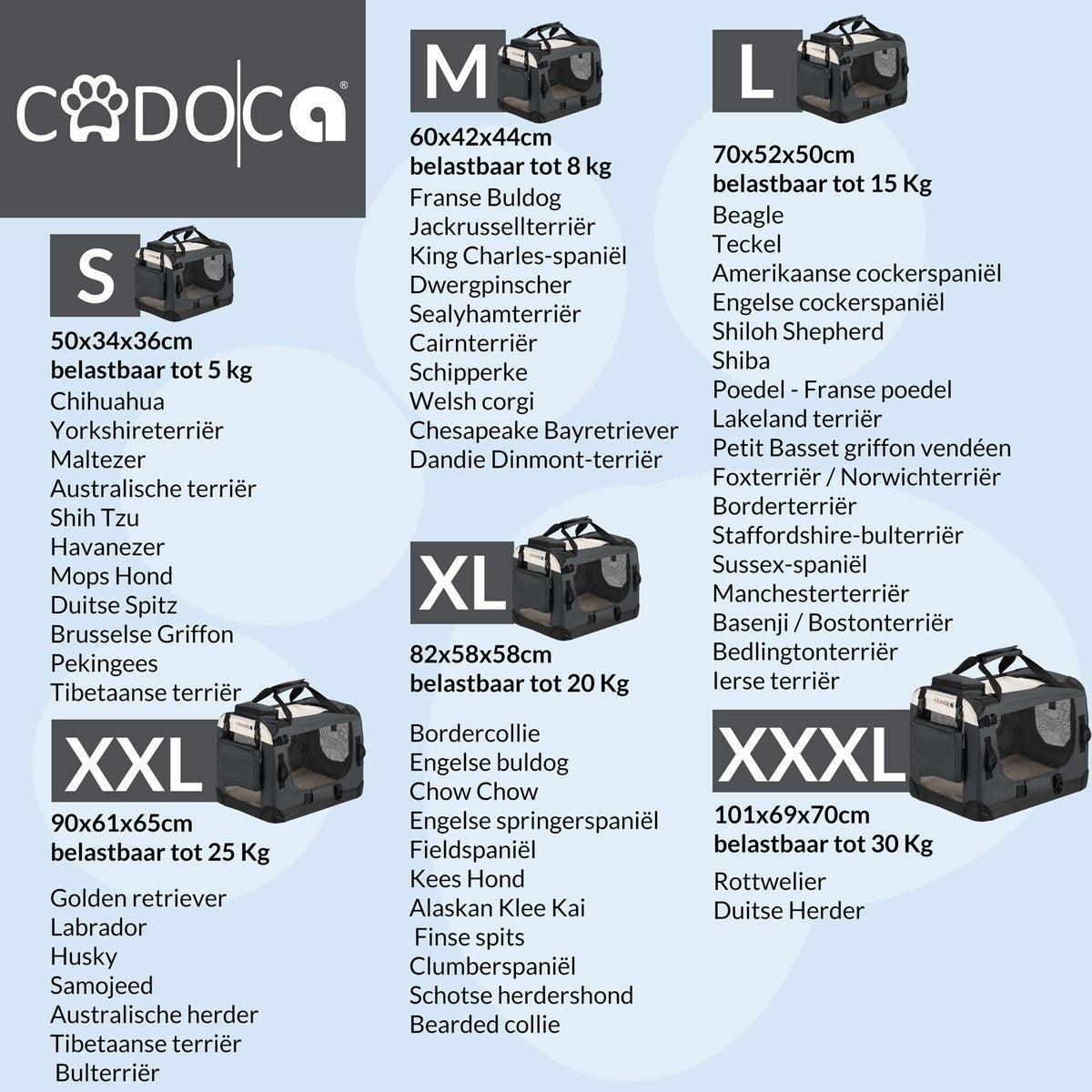 Cadoca Hundetransportbox XXL 90 x 61 x 65cm grau