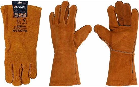Vaggan Grillhandschuhe – Leder – kamelbraun – hitzebeständig bis 250 Grad