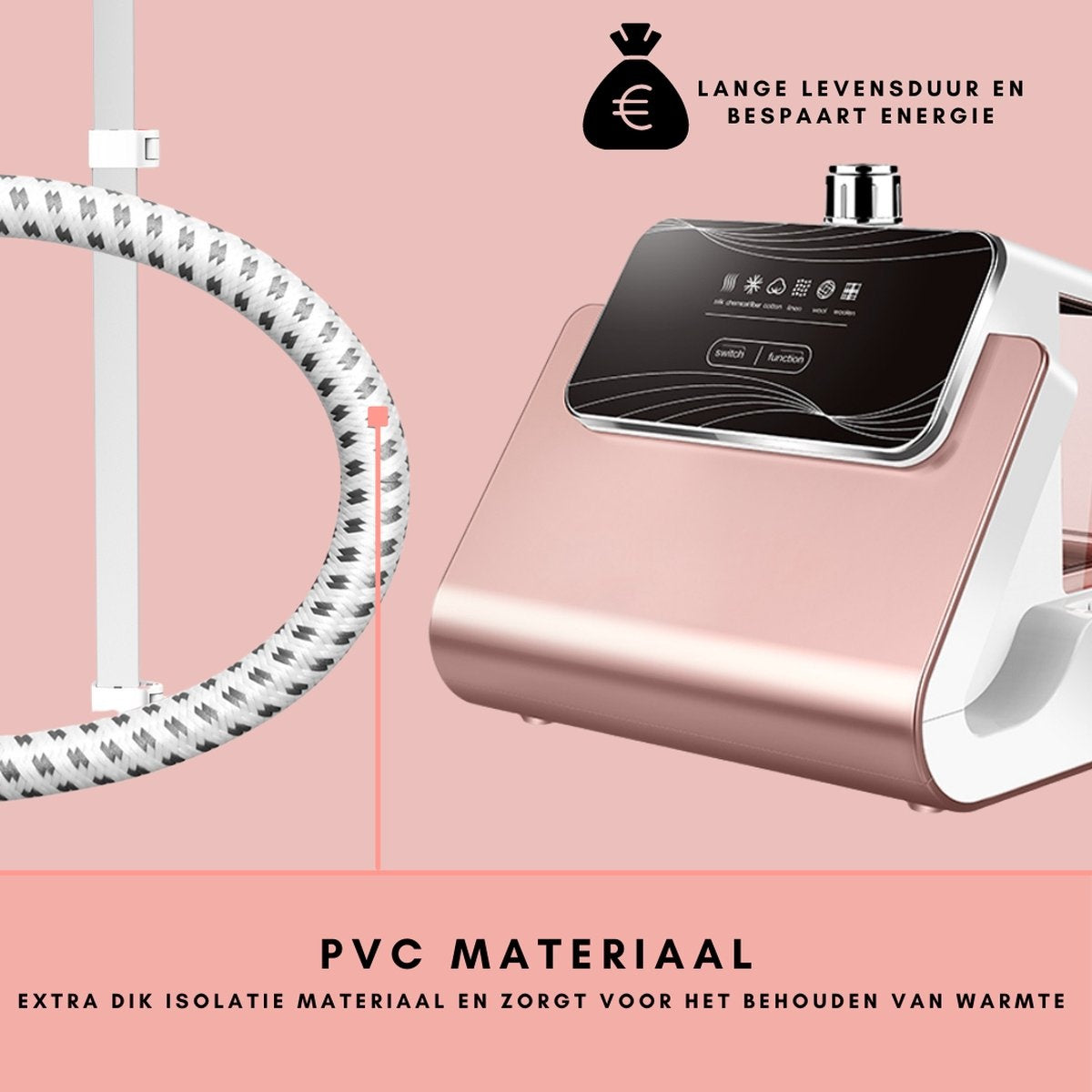 Niceey Wäschedampfer - 1800W - inkl. Bügelbrett - Pink